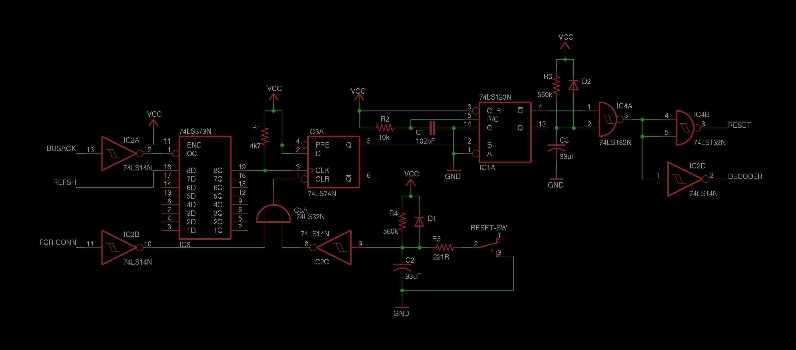 UPNOD 2 The reset circuit.